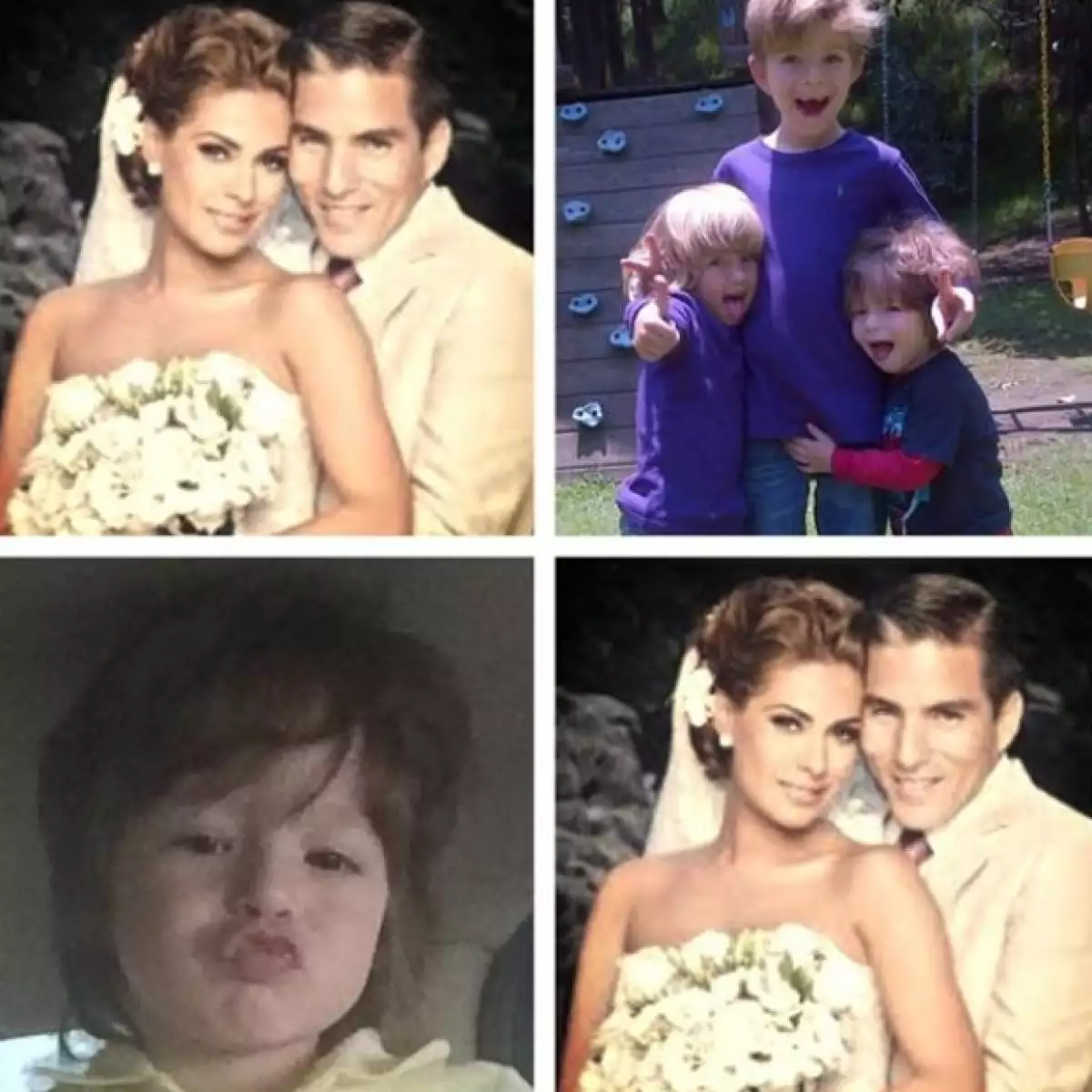 Galilea compartió un collage con fotos del día de su boda, los hijos del primer matrimonio de Fernando y el pequeño Mateo.