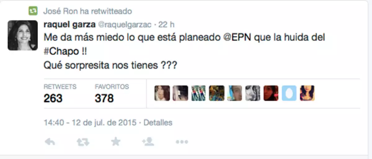 Aunque no escribió ningún mensaje, José Ron retuiteó esta publicación con la que dejó ver su postura ante la situación.