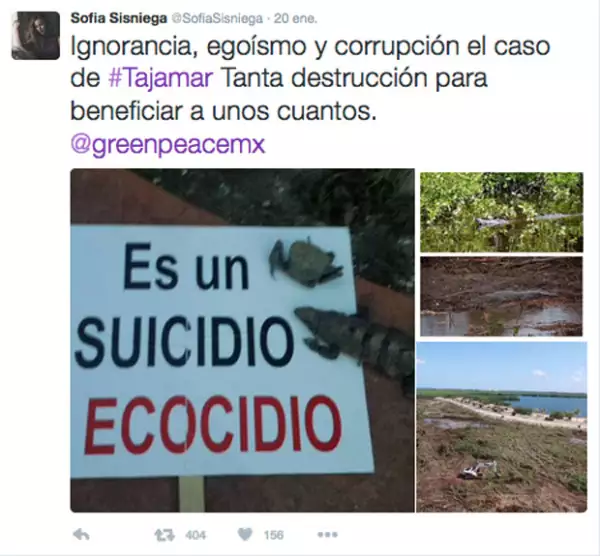 Esta fue una de las publicaciones con las que la actriz protestó por la construcción de un complejo inmobiliario en Tajamar.