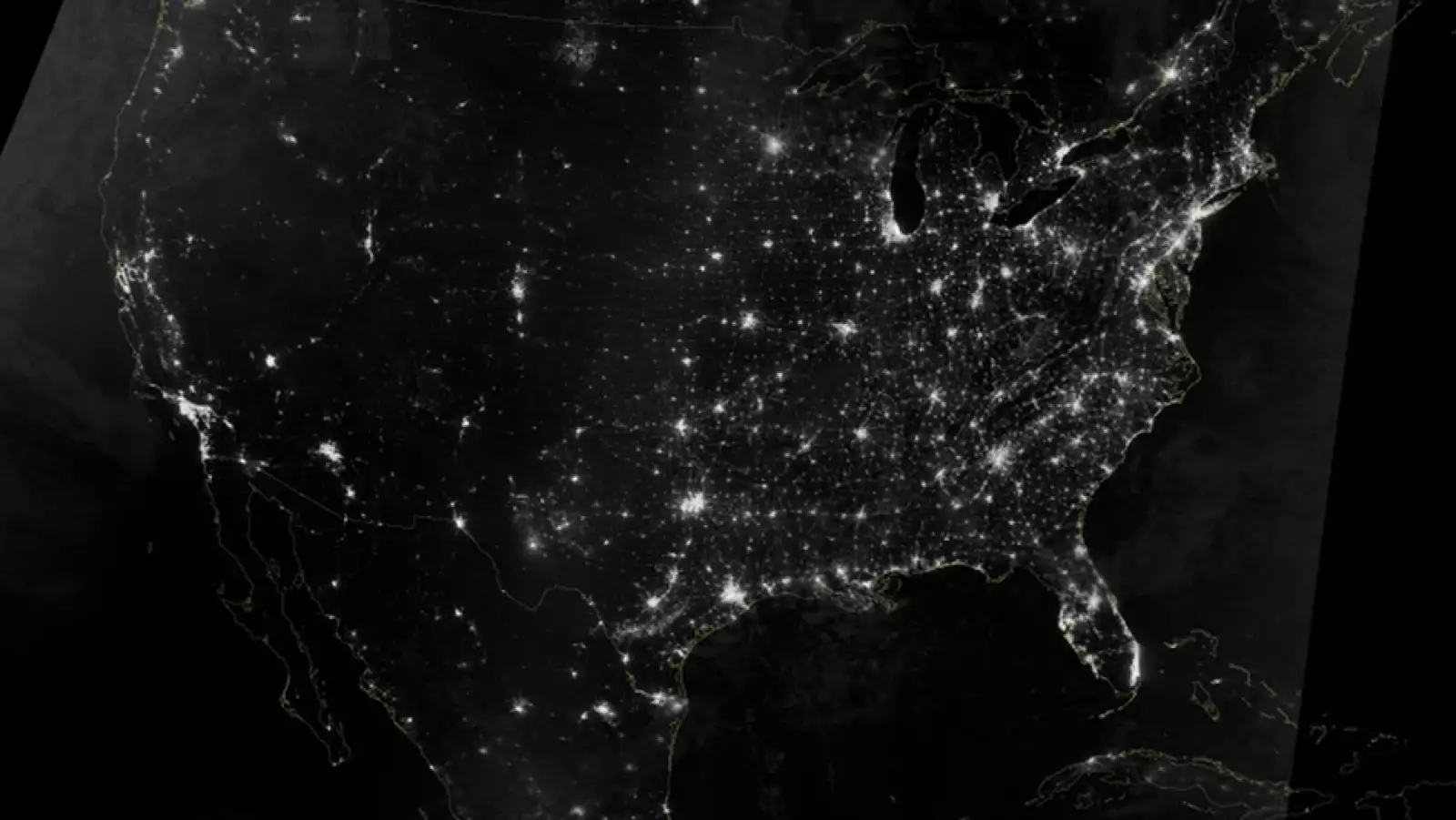 imagen satelital tomada de noche a estados unidos