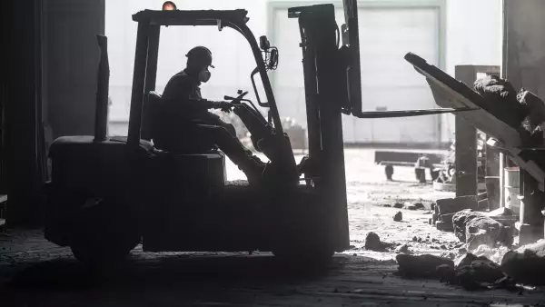 Forklift crashed inside factory