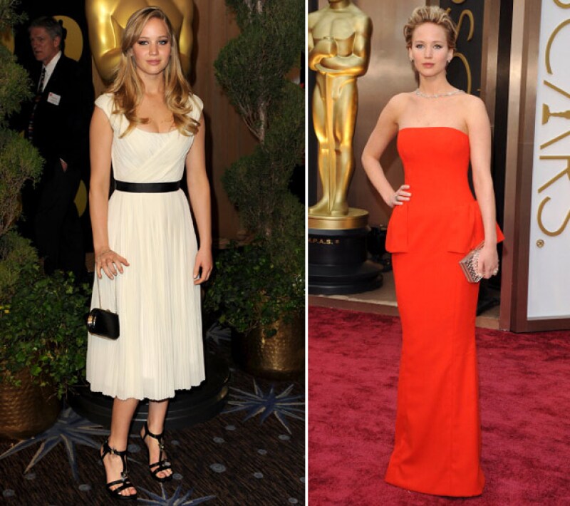 Jennifer Lawrence en 2011 y 2015.