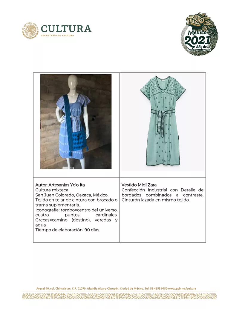 Foto: Secretaría de Cultura México, carta a Zara