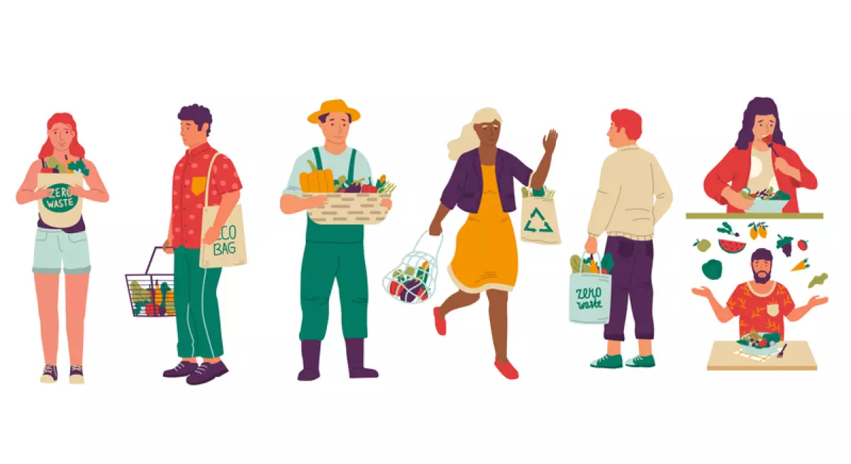 Ilustración de personas comprando