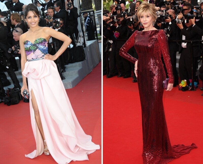 Freida Pinto y Jane Fonda tuvieron mejores momentos en Cannes.