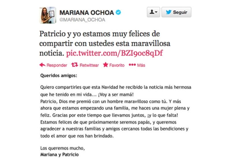 La cantante publicó el mensaje en su muro de Twitter.