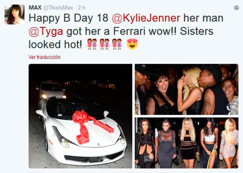 Kylie se mostró muy sorprendida por el regalo de su novio Tyga.