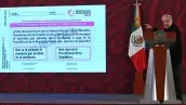 Andrés Manuel López Obrador, presidente de México, muestra la pregunta que se le realizará a la gente que participe en la Revocación de Mandato el próximo 10 de abril.