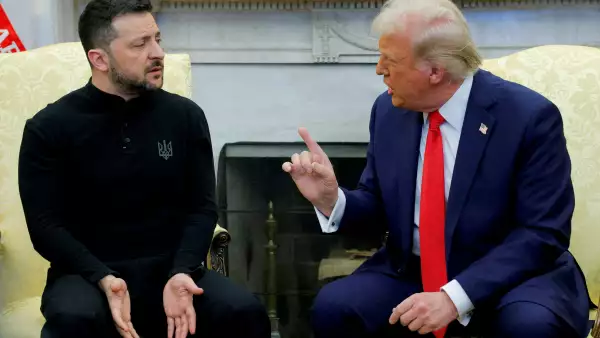 El presidente de los Estados Unidos, Donald Trump, se reúne con el presidente ucraniano Volodymyr Zelenskiy en la Casa Blanca en Washington, D.C., EE. UU., 28 de febrero de 2025.
