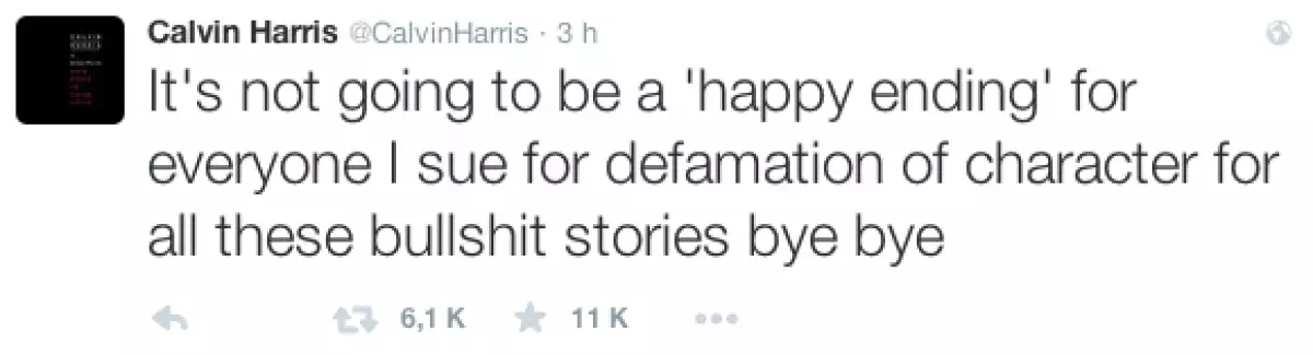 A través de Twitter, Calvin Harris mando un ultimátum.