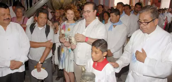 Karime Macías y Javier Duarte, en las fiestas de la Candelaria