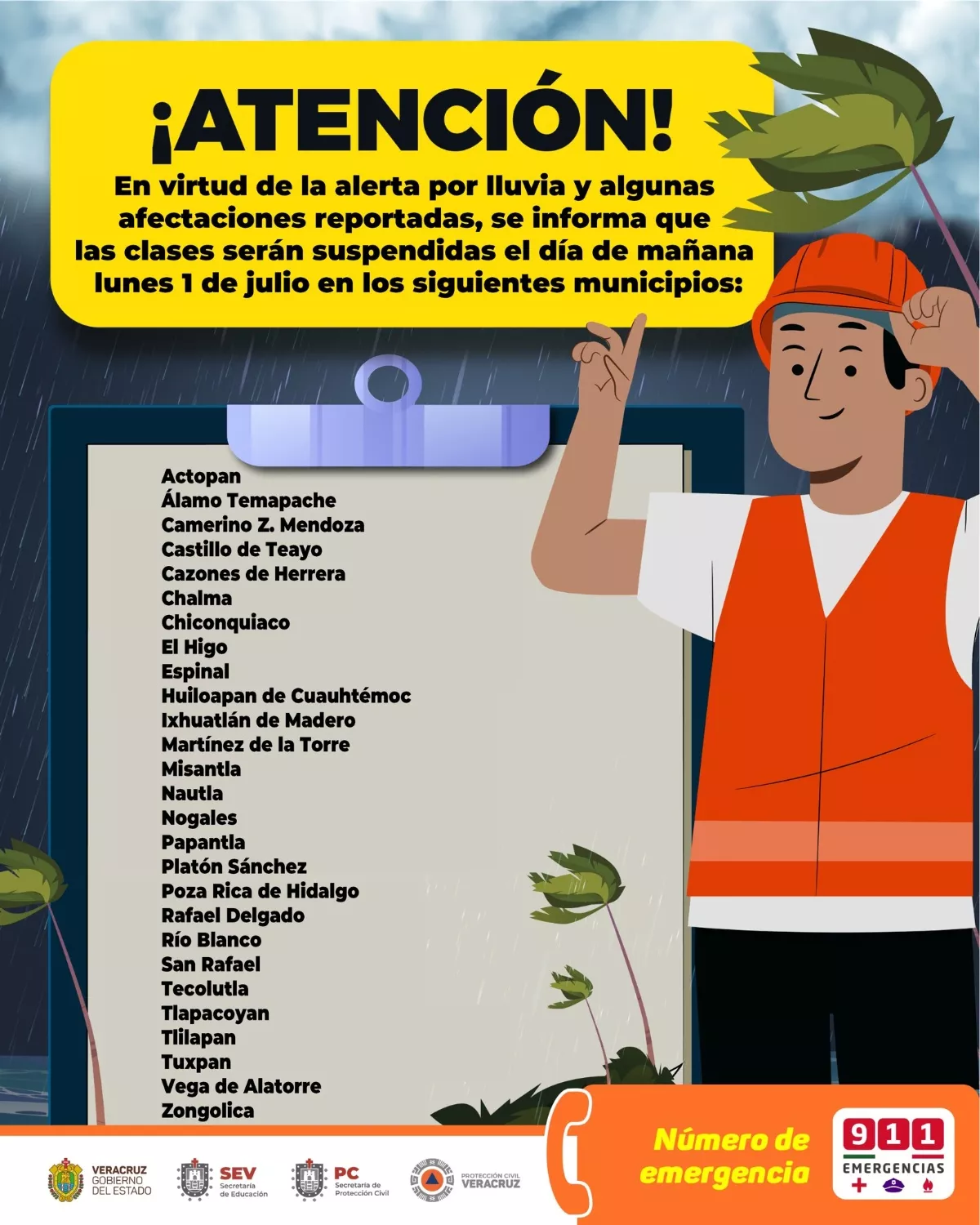 Suspensión de clases en Veracruz