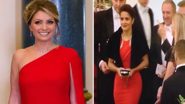 Ambas de rojo, acudieron a la cena ofrecida por la Casa Real británica en el palacio de Buckingham en el marco de la visita de la pareja presidencial mexicana al Reino Unido.