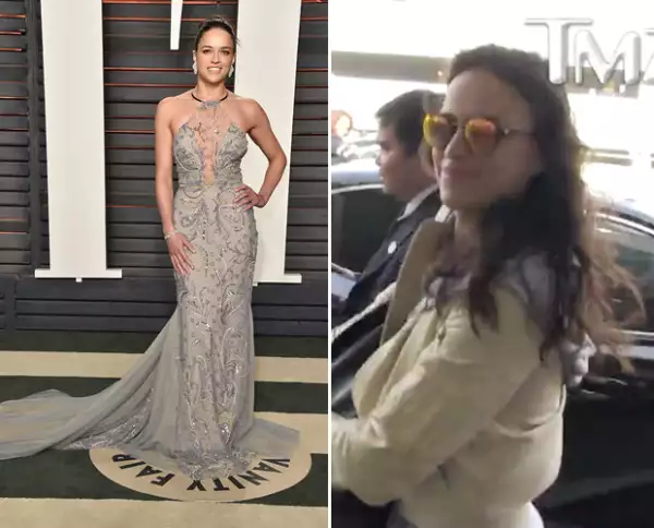 Así se dejó ver Michelle Rodríguez en LAX.