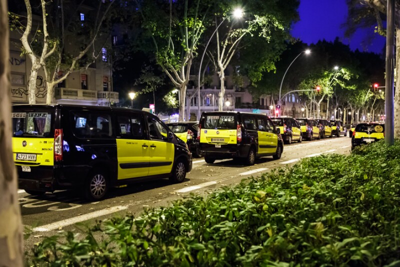 Taxi strike in Barcelona.