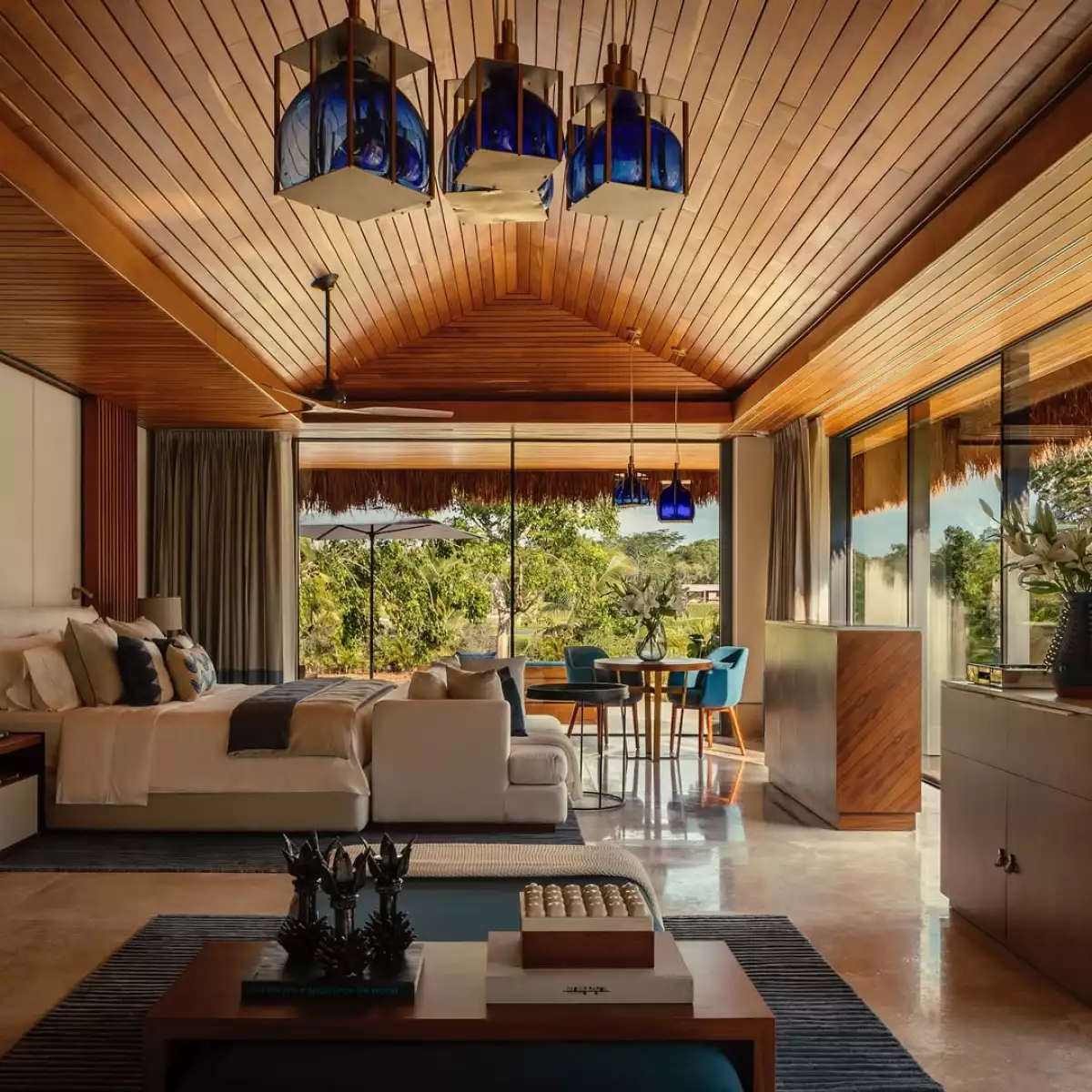 Foto del interior de una habitación del hotel Chablé, Yucatán.