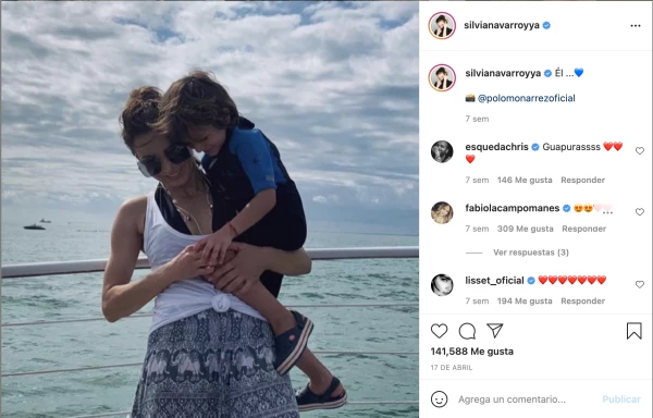 Silvia Navarro y su hijo León