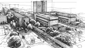 Boceto en varios tonos de grises con edificios, árboles y patios.jpg