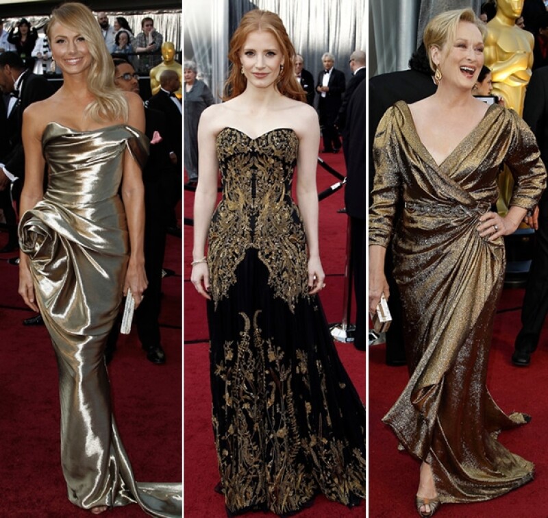 Jessica Chastain y su McQueen negro y dorado fueron de lo mejor de la noche.