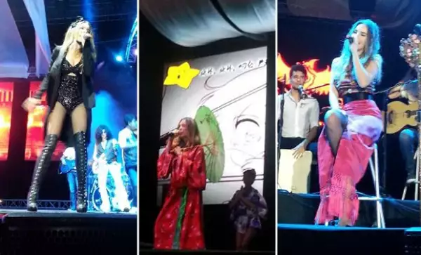 La cantante ofreció un concierto en una feria organizada en el puerto turístico.