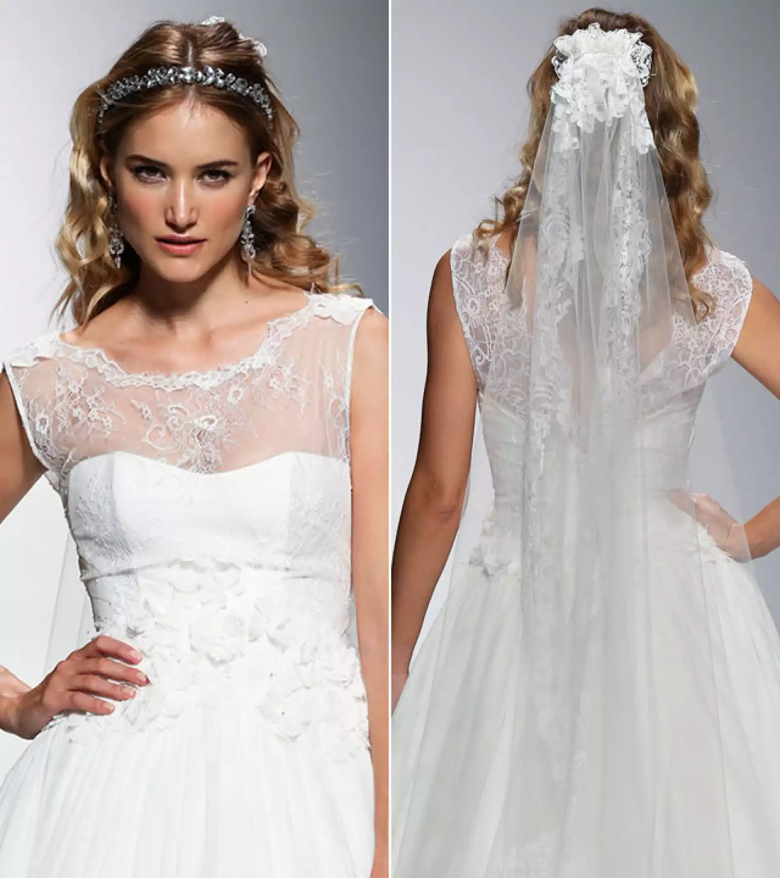 Ana Torres: Si buscas llevar el pelo suelto en este día tan especial, puedes hacerlo con el pelo ondulado. Dale un toque de glamour a tu look con una diadema y un velo.