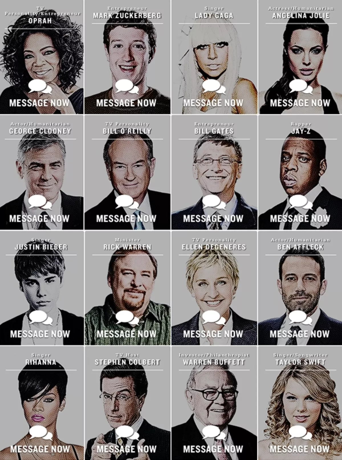 Algunos de los famosos involucrados en el proyecto.