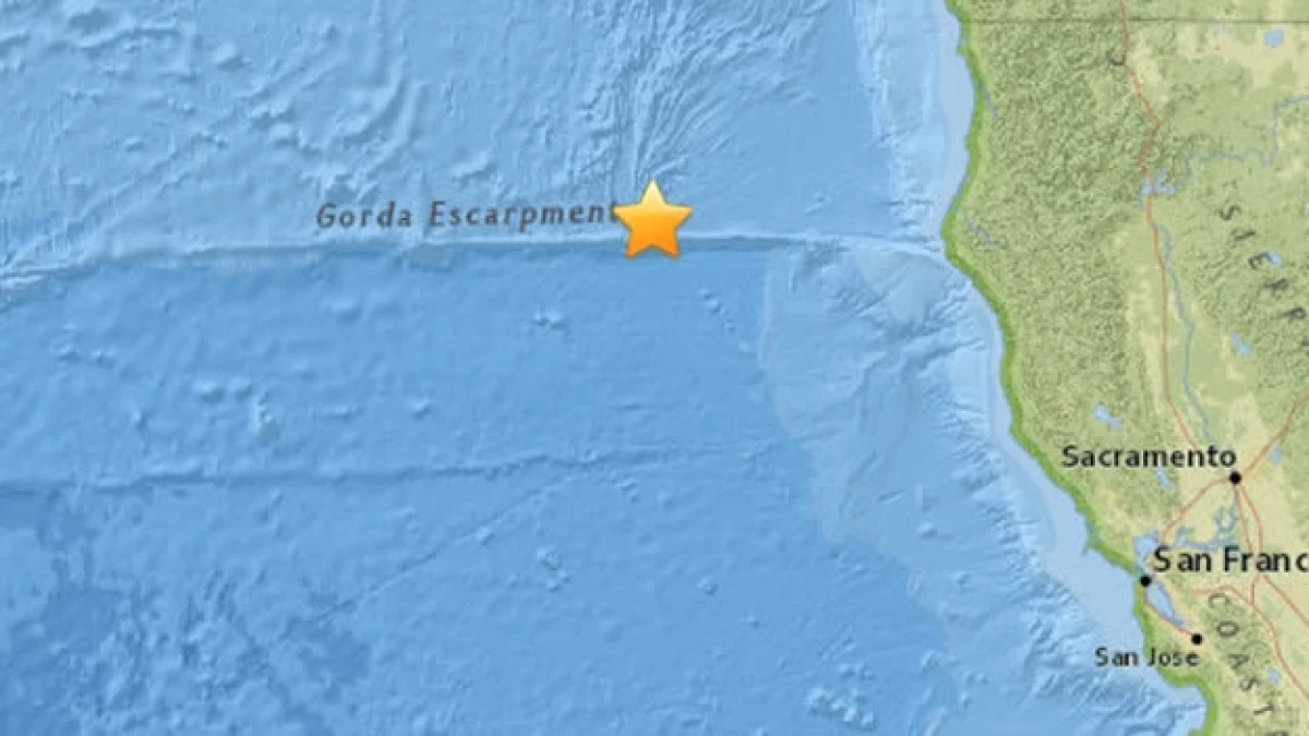 el epicentro estuvo ubicado a 253 kilómetros al oeste de Fernale y a 534 kilómetros al oeste-noroeste de Sacramento, California