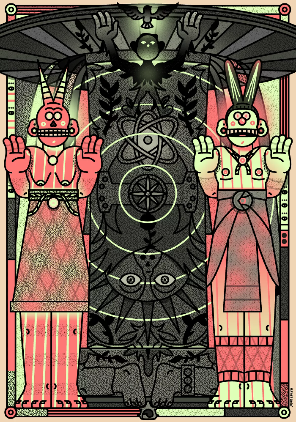 ilustracion de ivan mayorquin por los 60 años del museo nacional de antropologia