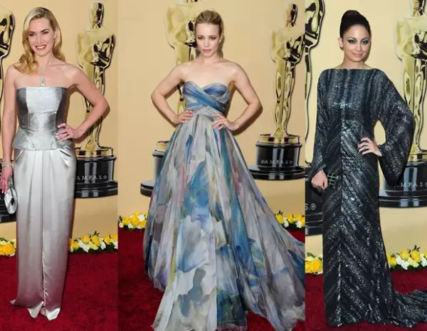 Kate Winslet, Rachel McAdams y Nicole Richie en tonos de gris.
