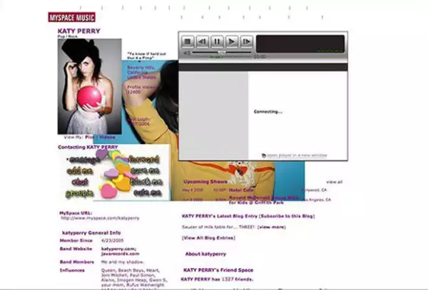Katy Perry y sus pininos como cantante en MySpace.