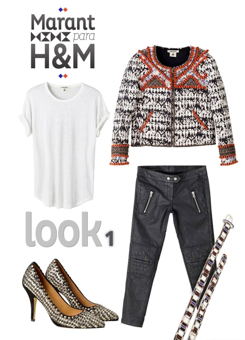 El look 1 consta de colores y texturas.