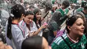 Fans Of Mexico Gather At Angel De La Independencia