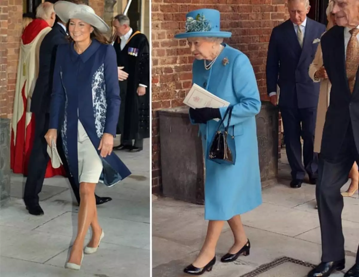 La reina y Carole también usaron el azul en diferentes tonos.