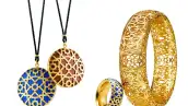 En lapizlázuli, jasper rojo y oro, Paloma Picasso, $8,000 aprox; Tiffany & Co.