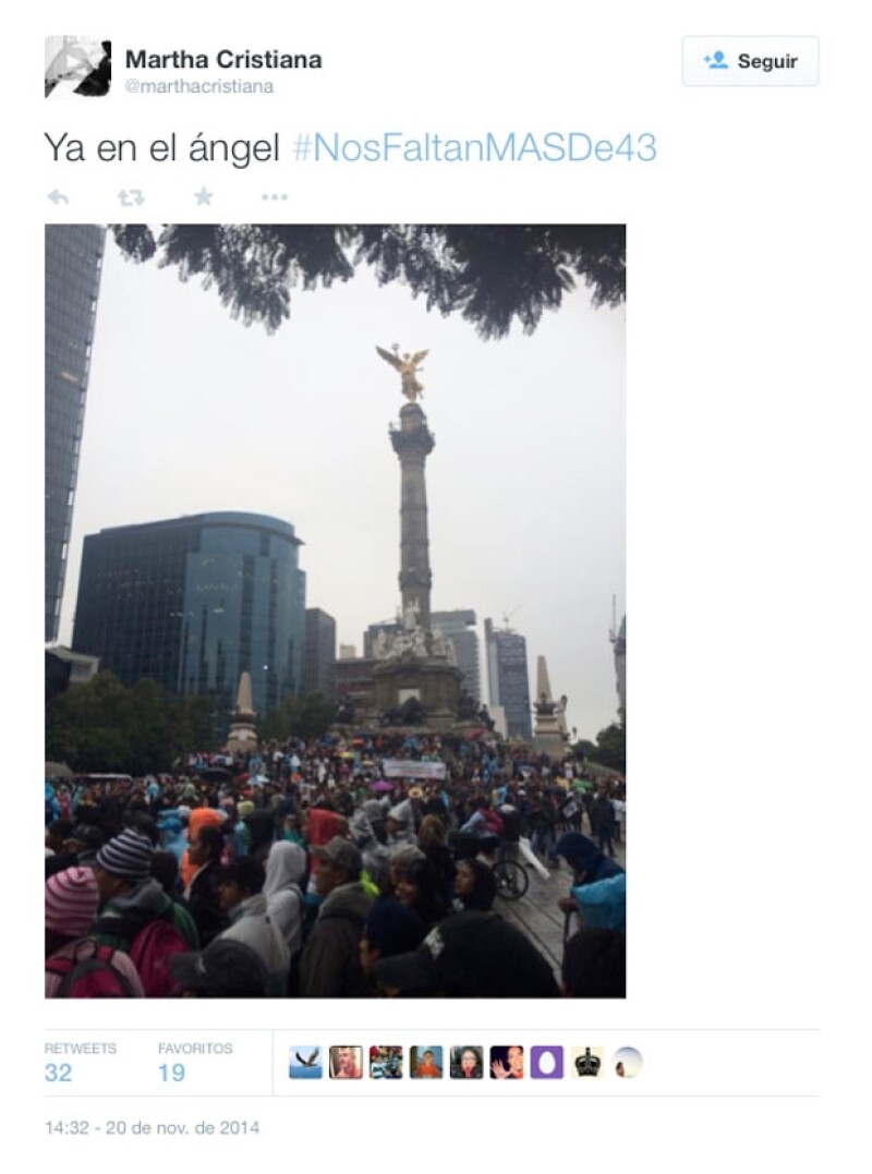 Desde temprano la actriz se dio cita en el Ángel de la Independencia.