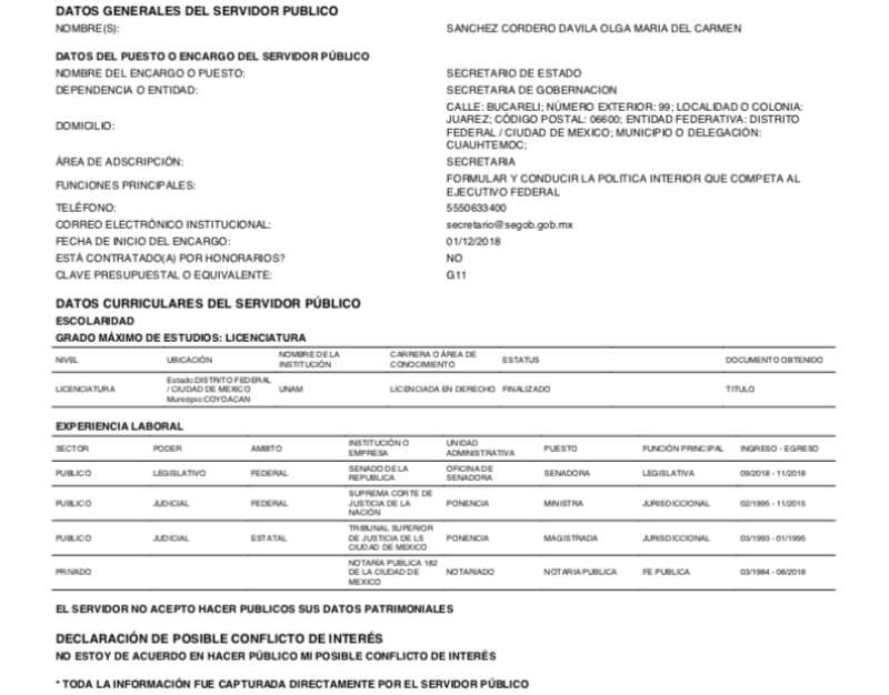 Declaración Olga