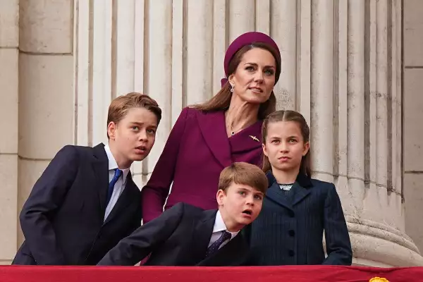 The Royal Family Watch Military Procession To Mark The 80th Anniversary Of VE Day