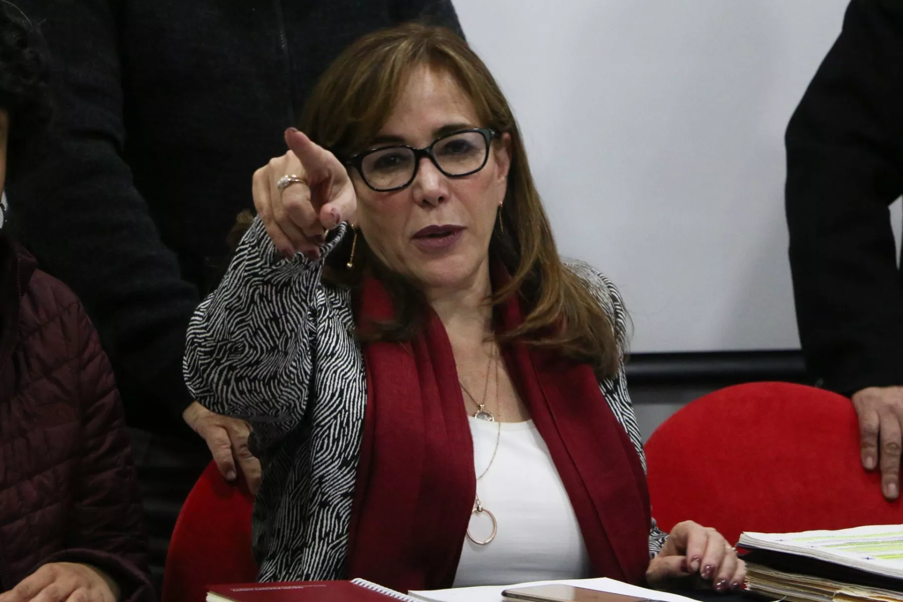 Yeidckol Polevnsky, líder del  partido Morena, durante la reunión del comité ejecutivo en el Hotel Four Points.