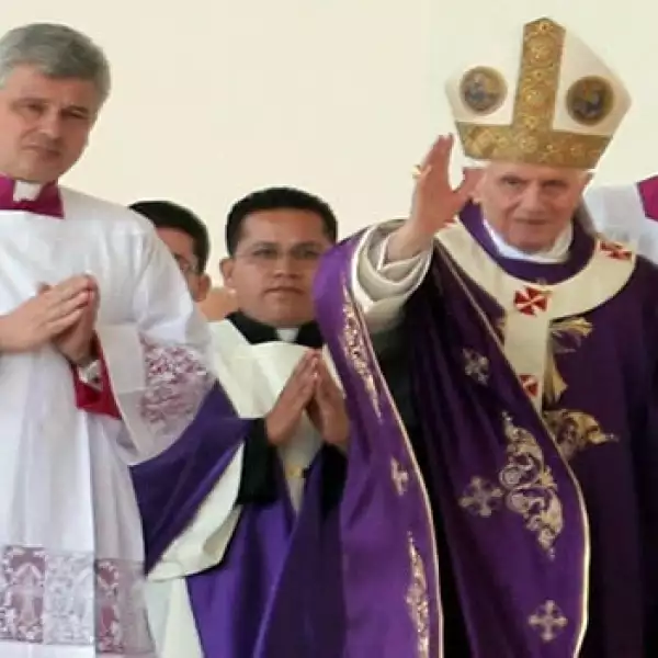 misa, papa, saluda, benedicto, 