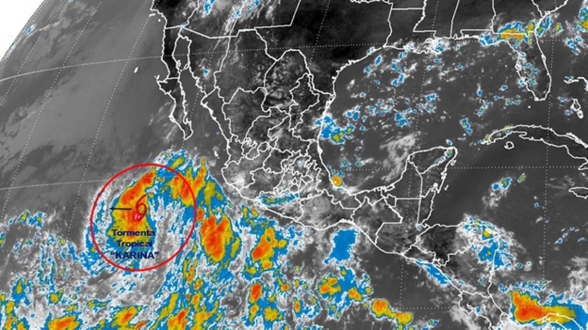 La tormenta tropical ?Karina? se formó este miércoles y mantiene en alerta a cuatro entidades del occidente de México