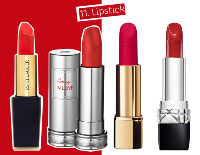 Lipstick: Estée Lauder, Lancôme, Chanel, Dior.