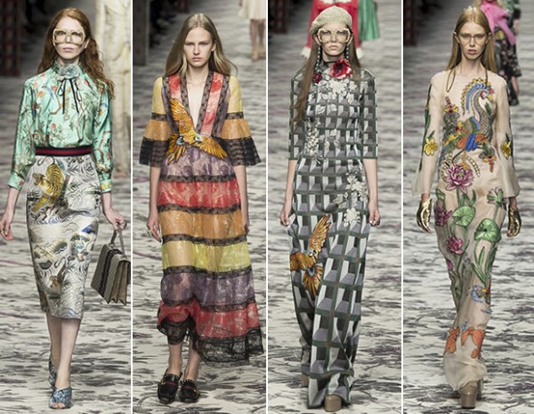 Los bordados y estampados de animales y plantas volvieron a hacer aparición en Gucci.
