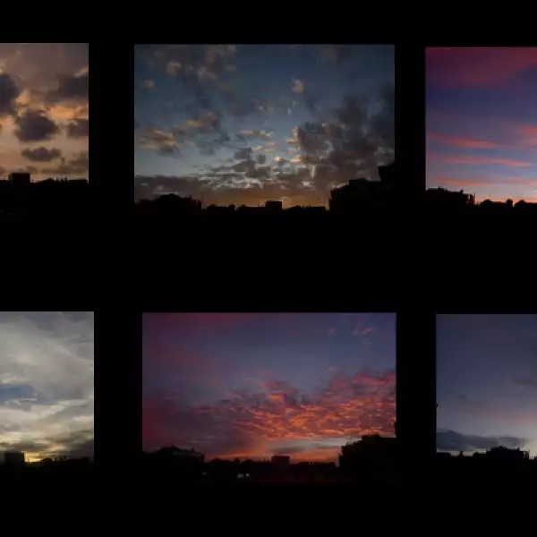 Le gusta fotografiar la Luna y los relámpagos, abrir la mente y ver las cosas de todos los modos posibles, las diferencias del cielo de un día a otro, las luces. Aquí, una serie en la que tomó el cielo de lunes a sábado.