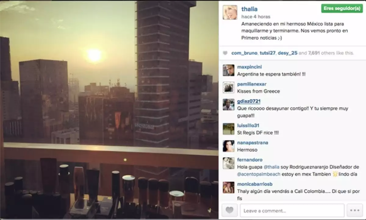 Este fue la vista del amanecer de Thalía.