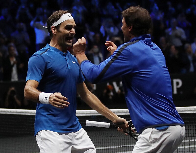 federer y nadal celebran