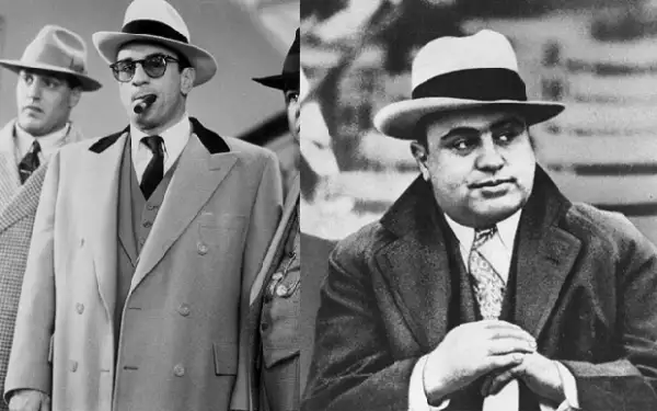 Aquí a la izquierda Robert De Niro, a la derecha el verdadero Al Capone.