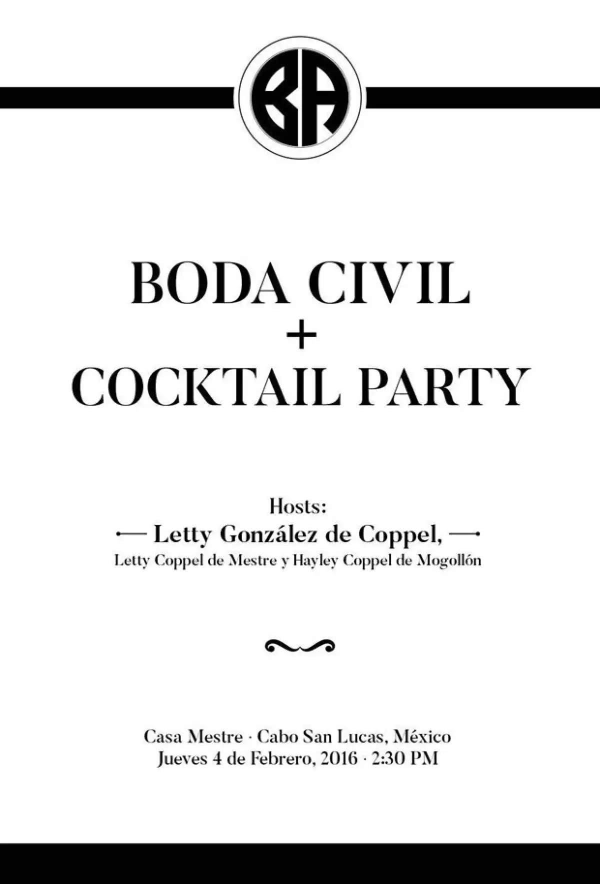 La invitación de la boda de Bárbara y Alejandro