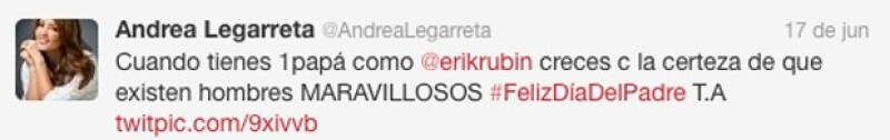 La conductora envió un mensaje a su esposo Erik Rubín.