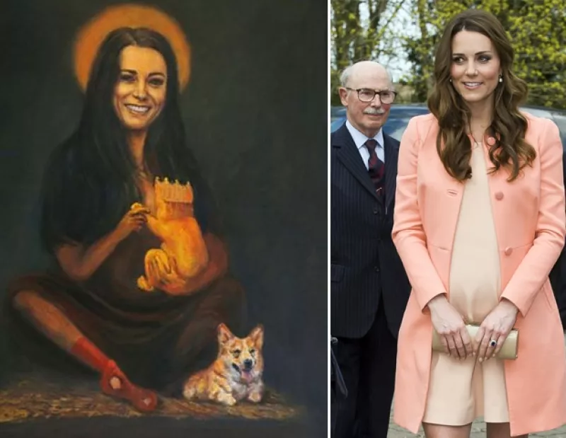 El artista Kaya Mar hizo un retrato donde proyecta a la Duquesa desde una perspectiva no muy favorecedora mientras alimenta a su futuro hijo.