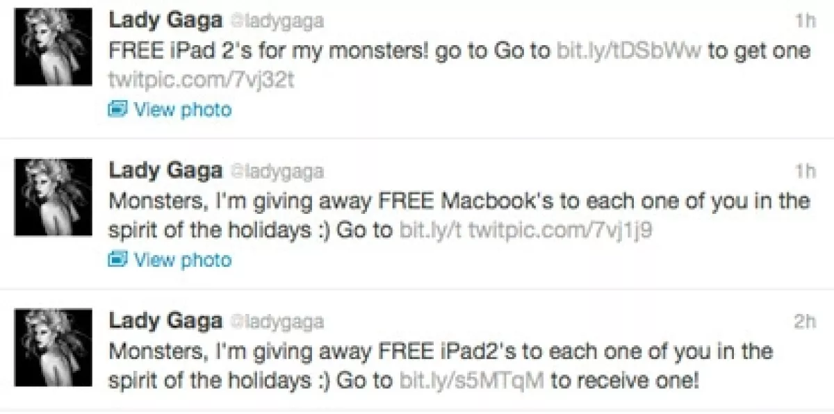 En el Twitter de Lady Gaga seguía apareciendo la misma leyenda.